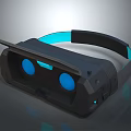 Modern VR Headset Device With Black Frame And Blue Accents 3d model