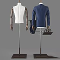 Men's Blue Suit Jacket White Shirt Matching Trousers And Leather Shoes On Mannequin