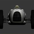 Vintage Silver Single Seater Race Car With Number 5 And Large Wheels