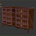 Traditional Wooden Entryway Cabinet Sideboard With Multiple Drawers And Metal Handles Design
