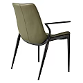 Modern Leather Upholstered Dining Chair With Black Metal Frame And Armrests Design