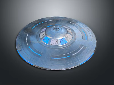 Futuristic Cosmic Spacecraft Design With Circular Structure Blue Accents And Central Hub 3d model