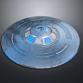 Futuristic Cosmic Spacecraft Design With Circular Structure Blue Accents And Central Hub