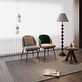 Modern Dining Chairs With Floor Lamp Small Round Table Rug And Blinds On Wooden Floor