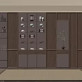 Japanese Style Wooden Bookcase With Multiple Storage Shelves Decorative Ornaments And Potted Plant