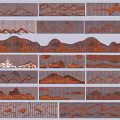 Feature Wall With Various Mountain Wave Patterns And Metallic Texture Designs 3d model