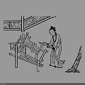 Traditional Chinese Wall Decor Featuring Woman Weaving At Loom With Carved Patterns And Tree
