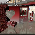 Romantic Mall Interior Decoration With Heart Shaped Arch Red Flowers And LOVE Sign