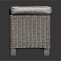 Stylish Square Light Gray Wicker Stool With Cushioned Seat For Home Decor