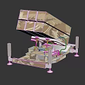 Camouflage Weapon Launch Platform With Support Frame And Military Structure 3d model