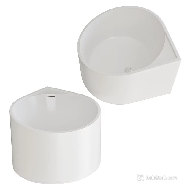Two Modern White Bathtubs With Unique Shapes 3d model