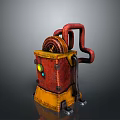 Vintage Style Industrial Equipment With Red Handle And Yellow Body