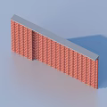 Building Exterior Wall Featuring Red Brick Design And Blue Sky Background 3d model