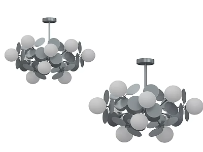 Modern Chandeliers with White Spheres and Geometric Metal Frames for Home Interior Design 3d model