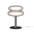 Modern Table Lamp With White Rounded Double Layer Shade And Silver Metal Base 3d model