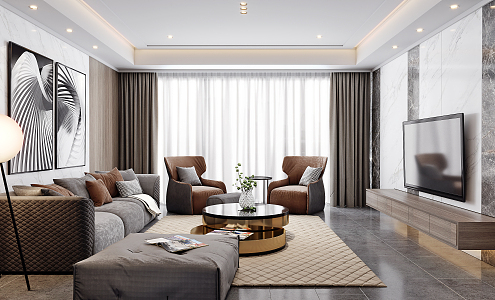 Modern Living Room Hong Kong-style Living Room 3d model