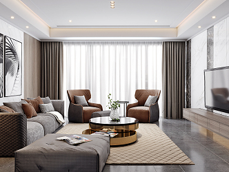 Modern Living Room Hong Kong-style Living Room 3d model