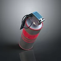 Military Grenade With Gray And Red Stripes Metal Pull Ring And Cylindrical Structure