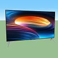 Two Modern Flat Screen Televisions With Vibrant Colorful Abstract Display And Silver Stands
