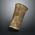 Rusty Metal Can With Striped Texture And Conical Shape On Dark Background