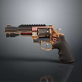 Copper And Black Revolver Featuring Intricate Engravings Mechanical Details Textured Grip And Decorative Design Elements