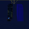 Urban Building Complex With Tall Structures Smaller Building And Blue Simple Design