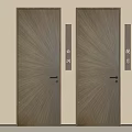 Modern Brown Wooden Security Door With Elegant Grain Pattern And Handle 3d model
