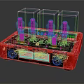 Red Base Home Electronic Device Featuring Black Blocks Vacuum Tubes And Meters 3d model