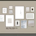 Minimalist Photo Wall Gallery With Multiple Frames And Various Sizes Artworks 3d model