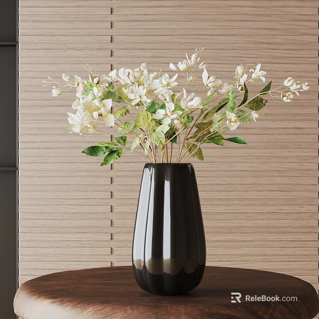 Bonsai Plant Decor In Modern Ceramic Pot With Fresh Green Leaves For Living Room 3d model 