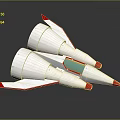 White Conical Spacecraft Model Featuring Red Accents And Blue Panel Aerospace Design 3d model