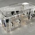Modern Fashion Clothing Store Featuring Hanging Apparel Display Racks And Logo Sign