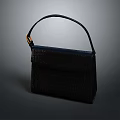 Elegant Stylish Black Handbag With Crocodile Texture And Golden Single Handle