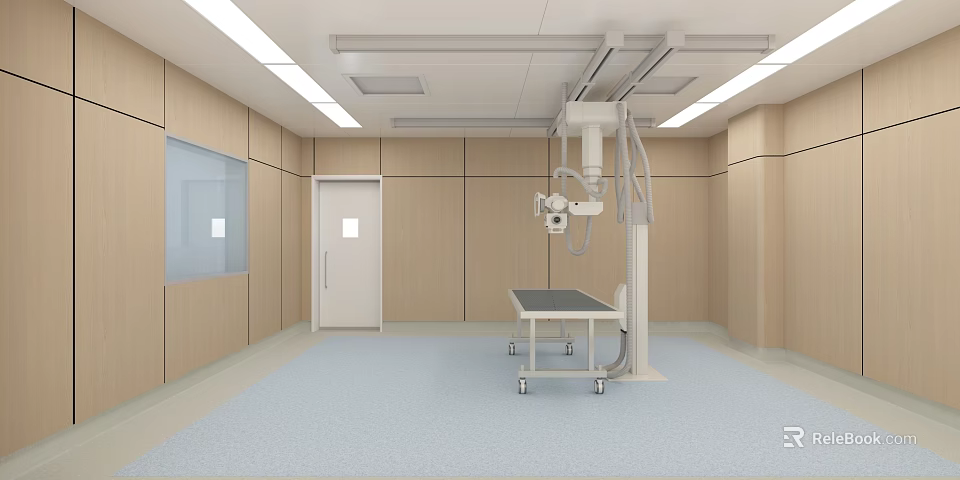 Hospital Outpatient Clinic With Wooden Panels Medical Equipment And Examination Bed 3d model 