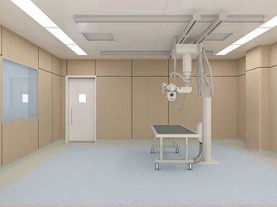 Hospital Outpatient Clinic With Wooden Panels Medical Equipment And Examination Bed 3d model