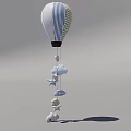 Hot Air Balloon Shaped Doll with White Beige Pattern and Hanging Small Toys