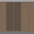 Modern Sleek Wooden Wardrobe Design With Grid Panel And Solid Doors