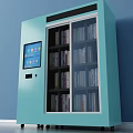 Light Blue Public Book Vending Machine With Transparent Door And Touch Screen 3d model