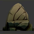 Natural Rock Stone Chair With Rough Surface Texture And Green Moss Accents