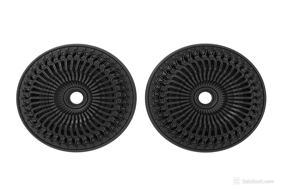 Two Modern Black Circular Light Panels With Detailed Radial Pattern Design 3d model 