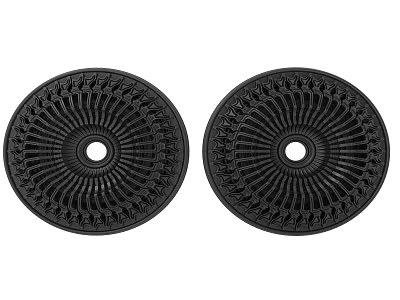 Two Modern Black Circular Light Panels With Detailed Radial Pattern Design 3d model