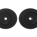 Two Modern Black Circular Light Panels With Detailed Radial Pattern Design 3d model