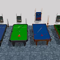 Various Colors Billiard Tables Sports Equipment With Cues Balls And Racks
