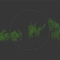 Cartoon Scene Of Simple Green Grass Clumps On Dark Ground With Reflections