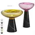 Elegant Modern Table Lamp With Colorful Transparent Pink Yellow Glass Shades And Marble Base