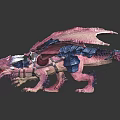 Pink And Blue Detailed Dragon Toy Figure With Open Mouth Wings