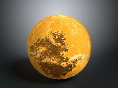 Venus Planet Surface With Yellow Brown Texture And Detailed Terrain Features 3d model