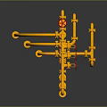 Hardware Tools Featuring Yellow Pipes And Red Valves Assembly Structure Design