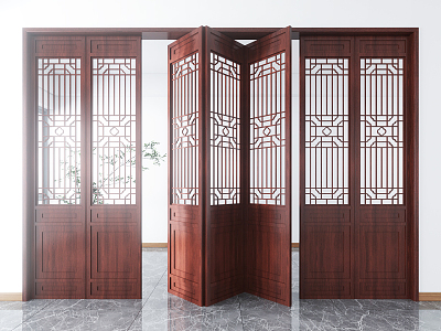 Chinese folding door screen partition model