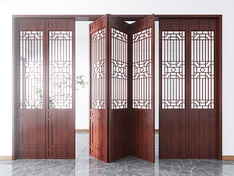 Chinese folding door screen partition 3d model